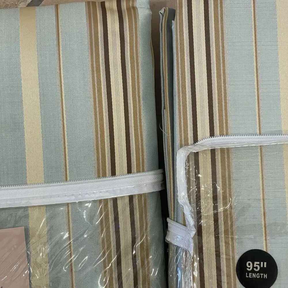 NWT 2 Royal Stripe Lined Jacquard Curtain Panel Rod Pocket Light Filtering 54x95